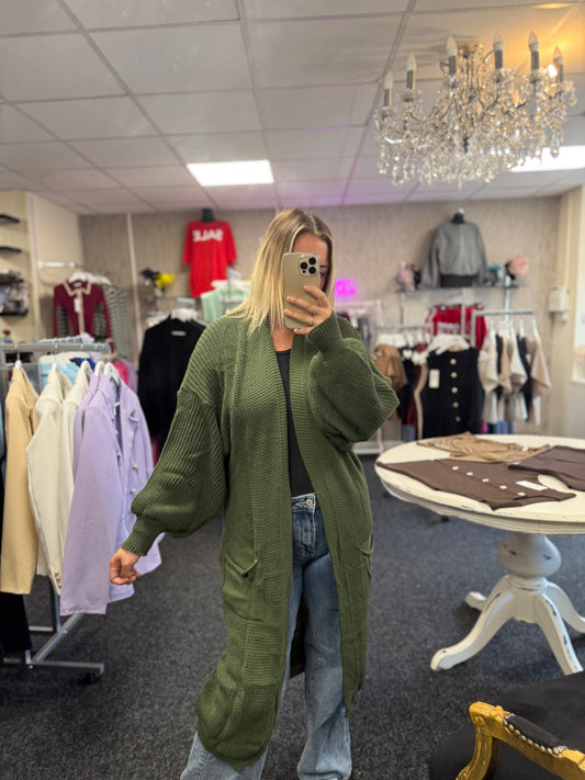 Long Balloon Sleeve Cardigan
