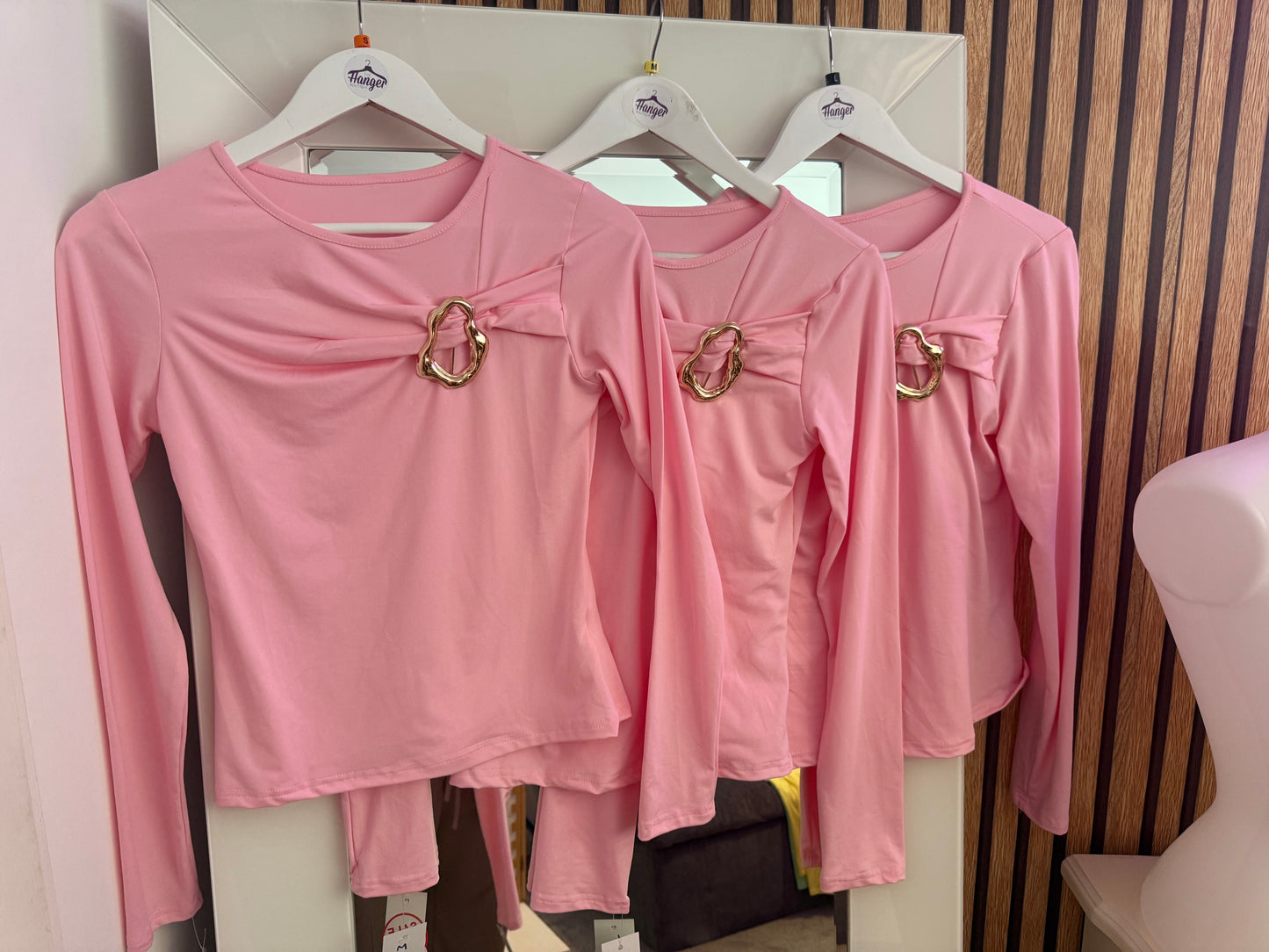 Pink Long sleeve Gold buckle detail