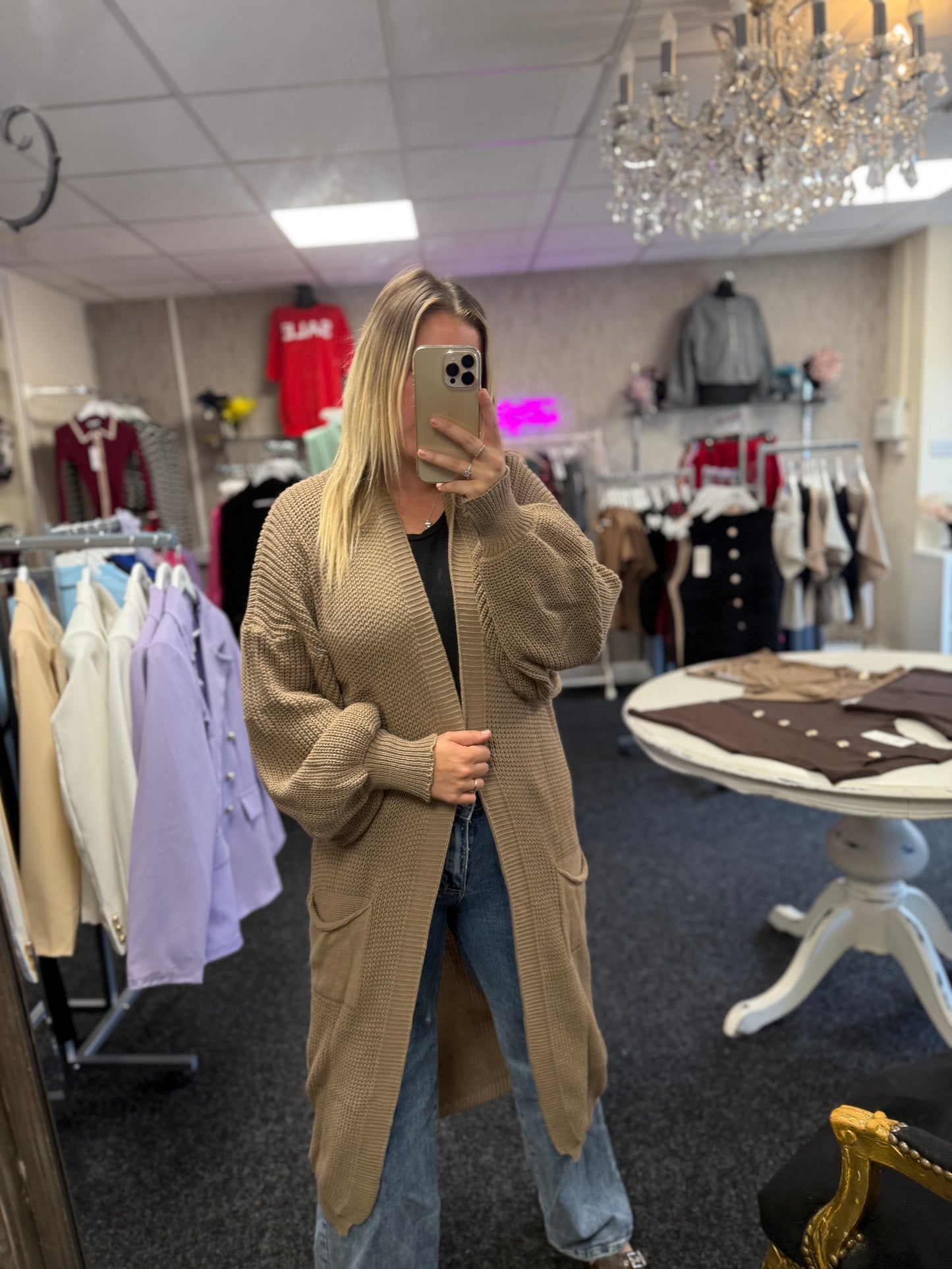 Long Balloon Sleeve Cardigan