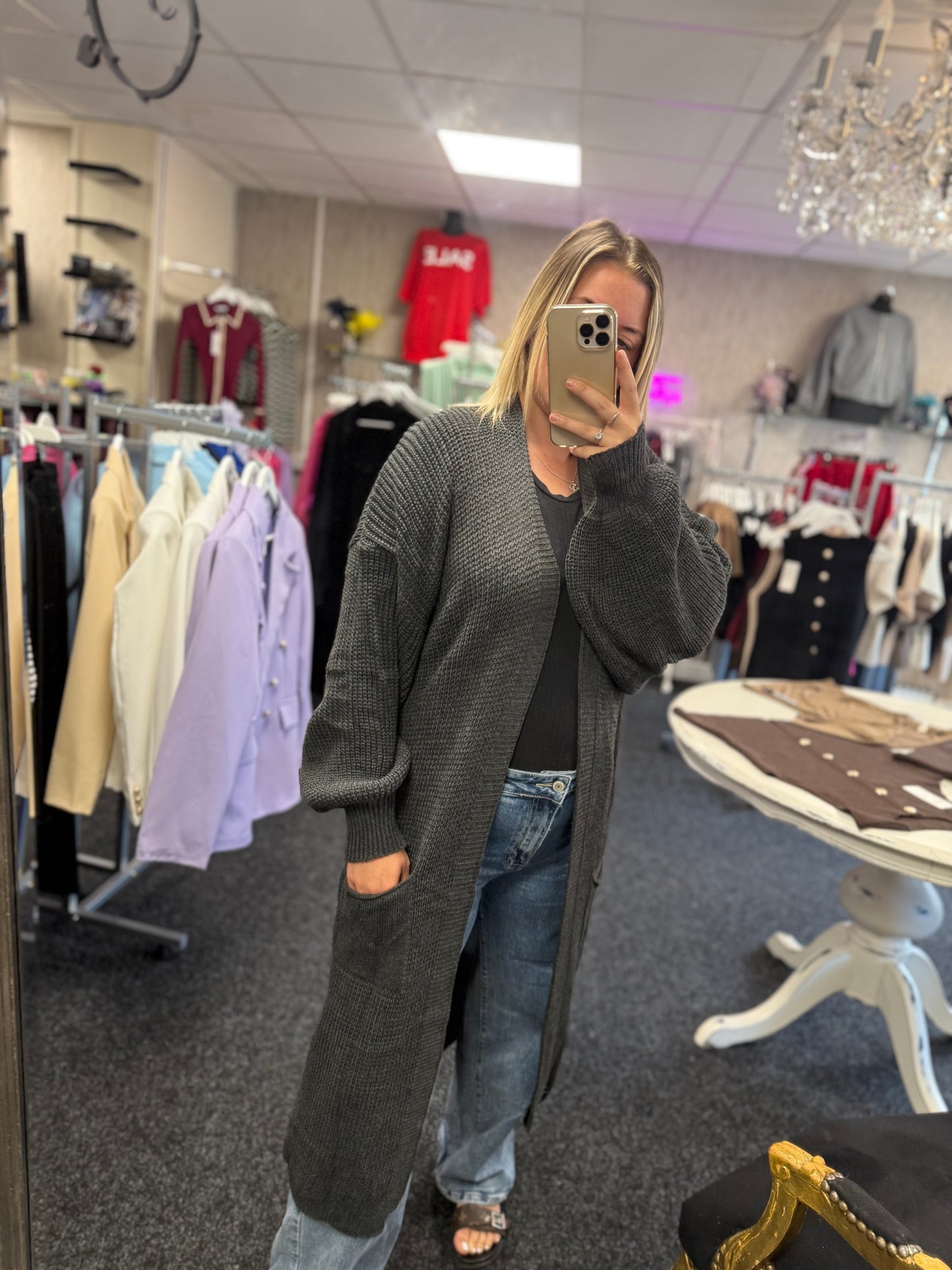 Long Balloon Sleeve Cardigan