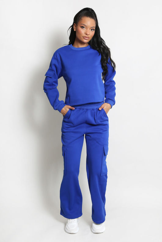 Royal Blue Cargo Cropped Tracksuit