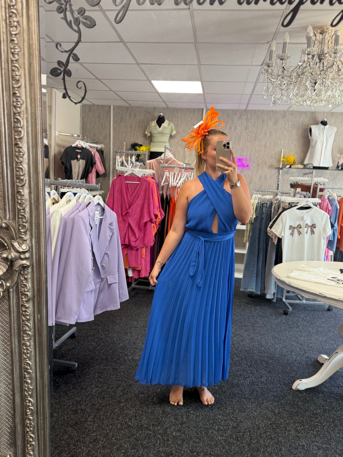 Royal Blue Pleated Cross Dress