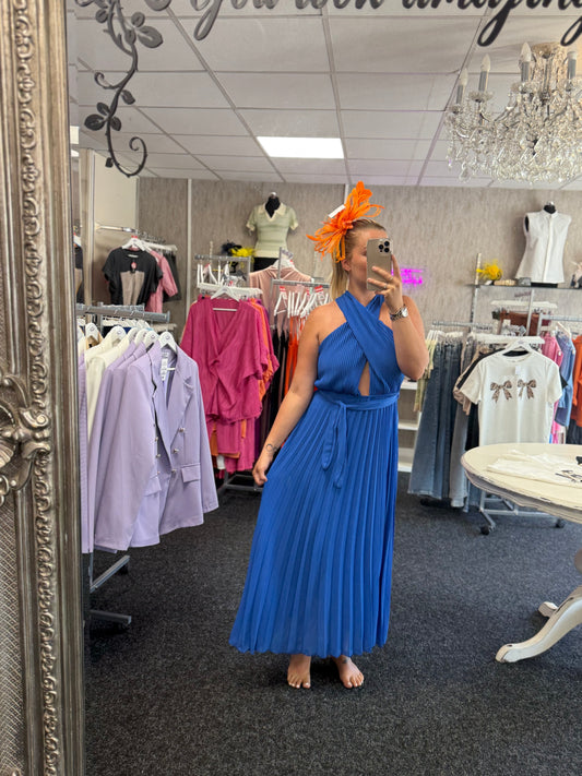 Royal Blue Pleated Cross Dress