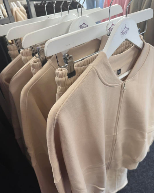 Oatmeal Bomber jacket flared tracksuit