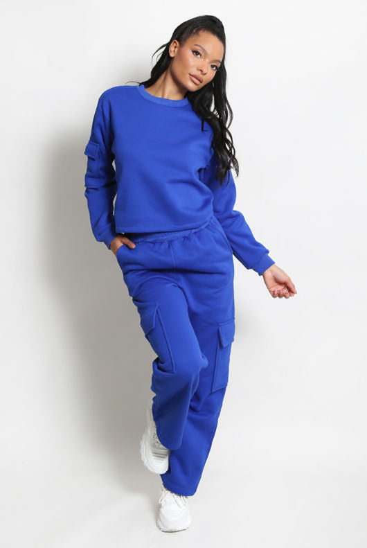 Royal Blue Cargo Cropped Tracksuit