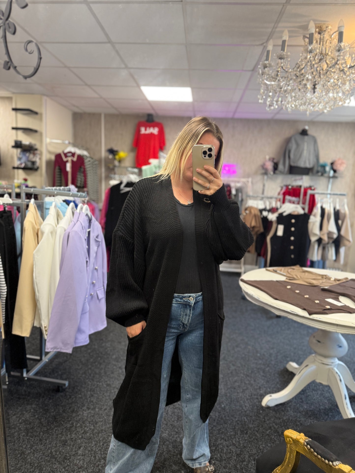 Long Balloon Sleeve Cardigan