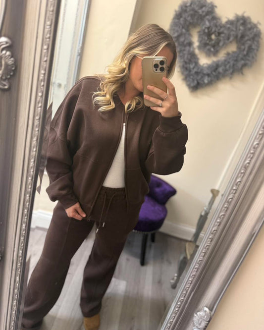 Chocolate Bomber jacket flared tracksuit